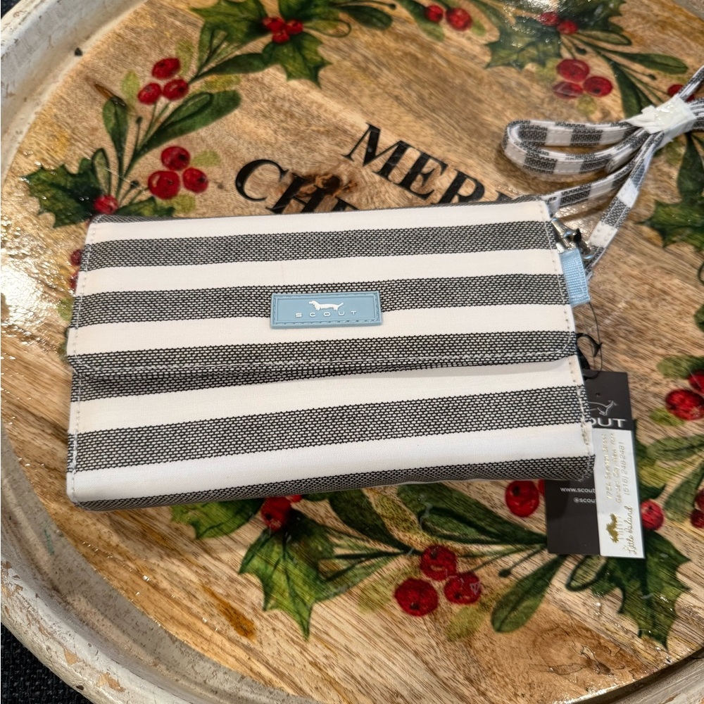 Scout Black and White Striped Wristlet